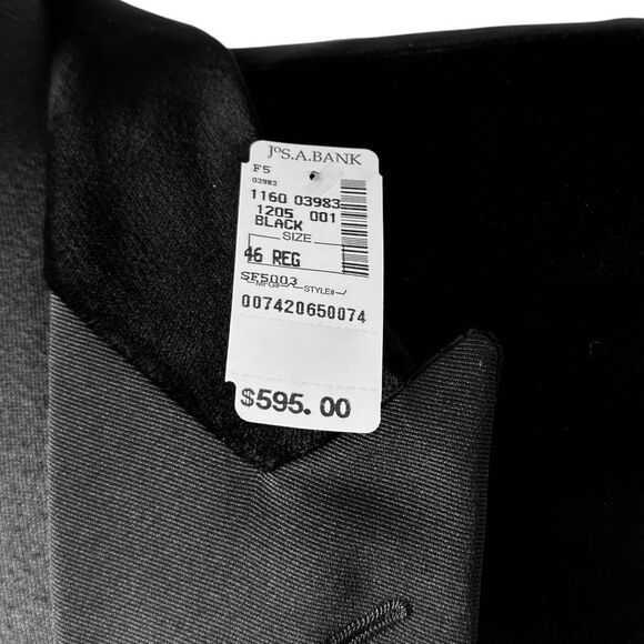 Jos. A. Bank Mens 46R Black Velvet Tuxedo Jacket Peak Lapel Blazer NWT MSRP $595 - Picture 3 of 11